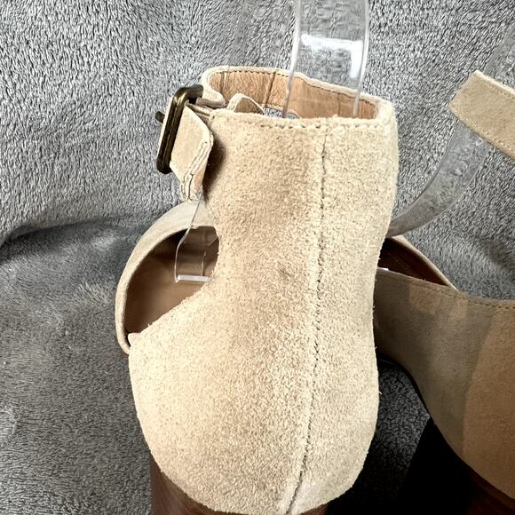 Soludos Gemma Heel Shoes Womens 8 Beige Suede Leather Strappy Anthropologie - Picture 6 of 13